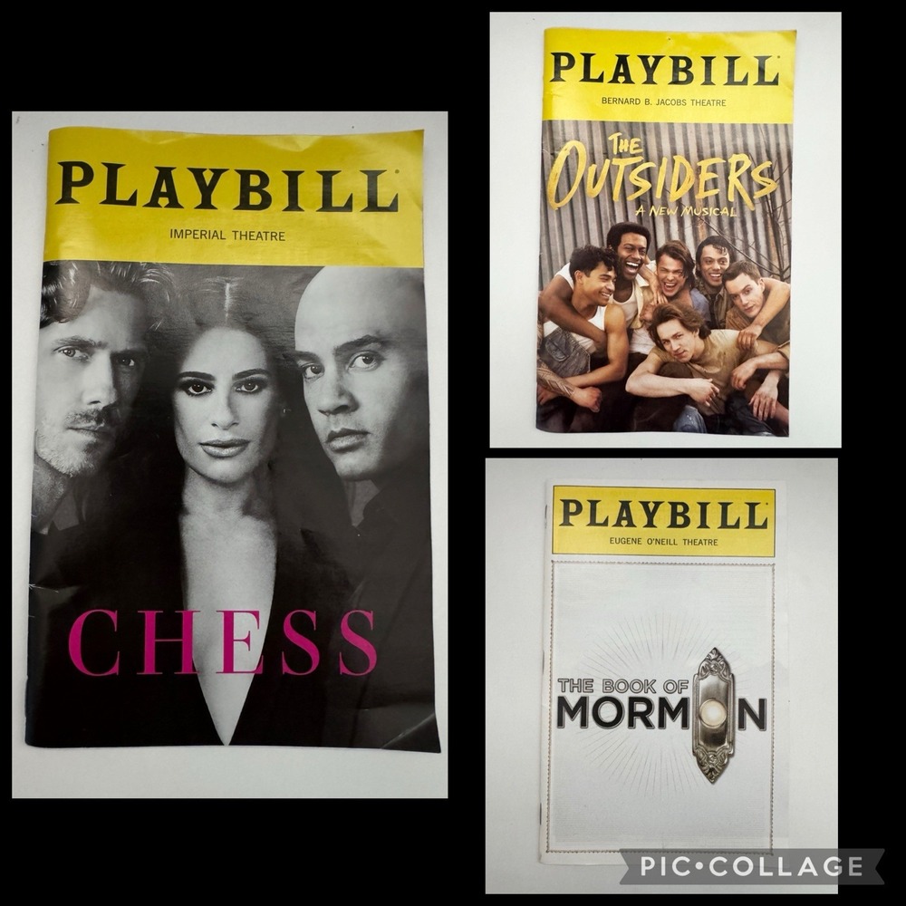 Broadway Playbill Lot Chess Lea Michele Aaron Tveit The Outsiders Book of Mormon